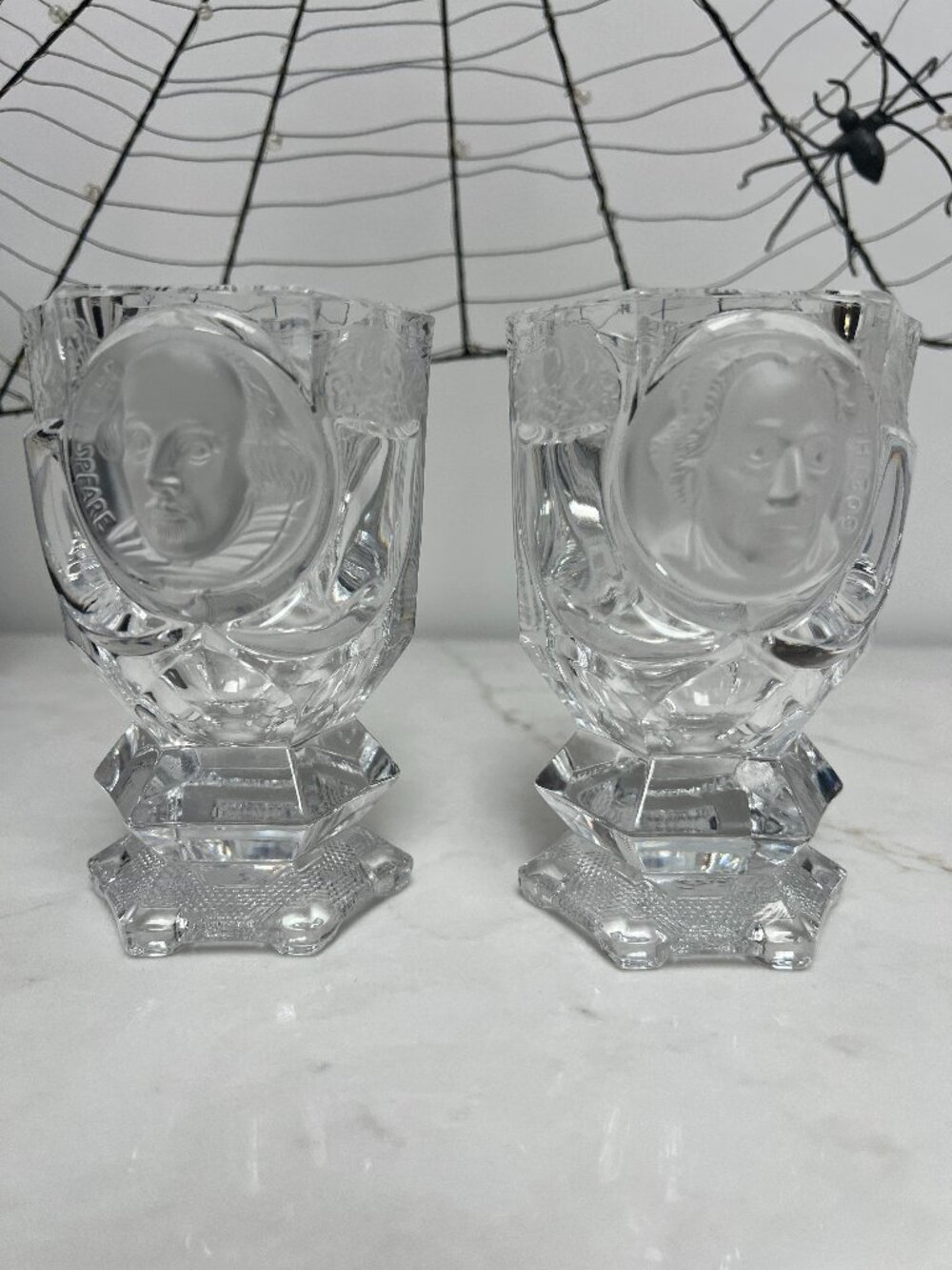 Vintage BERLIN DESIGN "Old Masters of Music" Heavy Crystal Goblets (2)